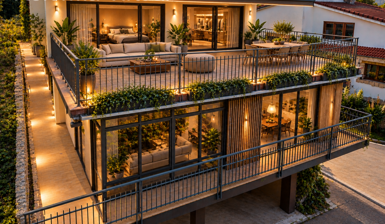 Casa-contemporanea-iluminada-al-atardecer